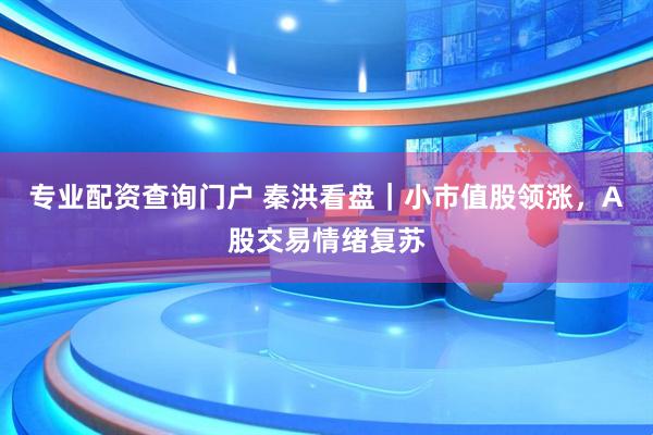 专业配资查询门户 秦洪看盘｜小市值股领涨，A股交易情绪复苏