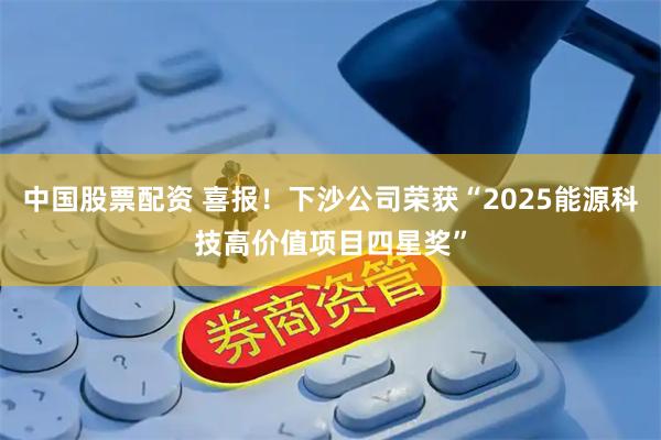 中国股票配资 喜报！下沙公司荣获“2025能源科技高价值项目四星奖”